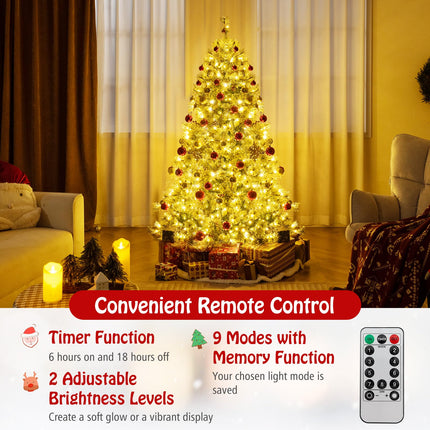 Dreamade 6ft / 7.5ft / 9ft Pre-Lit Artificial Christmas Tree with 360° Quick Power Connector