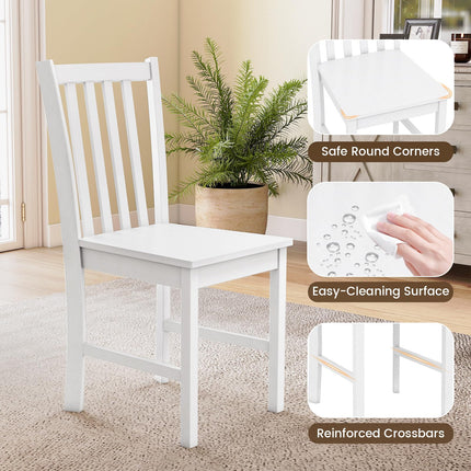 Dreamade Wooden Dining Chairs Set of 2/4-100% Solid Rubber Wood Kitchen Chair with Curved Backrest