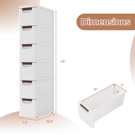 Dreamade Storage Cart, Narrow Plastic Dresser, Rolling Organizer Cart for Office Classroom Bedroom