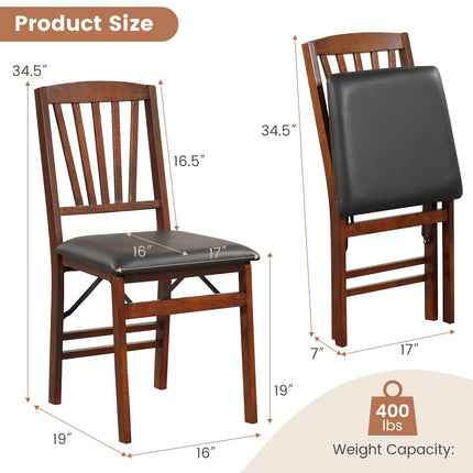 Dreamade Folding Dining Chairs Set | Foldable Wood Kitchen Chairs with Padded Seat (2/4)
