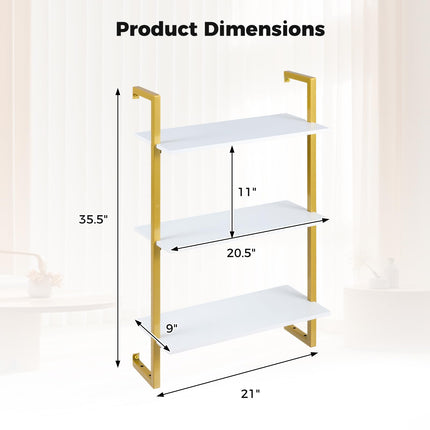 Dreamade 3-Tier Modern Floating Wall-Mounted Bookshelf with Metal Frame (1/2)