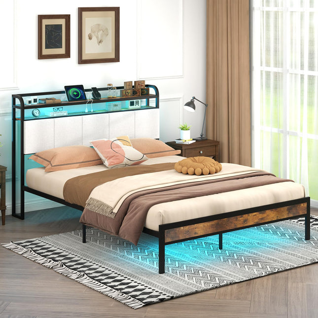 Dreamade King/Queen/Full/Twin Size Bed Frame with Storage Headboard