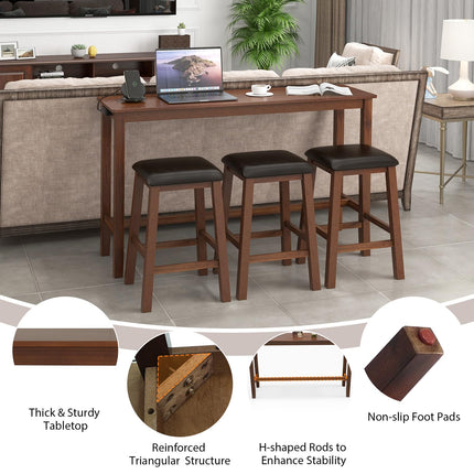 Dreamade Dining Table Set, Kitchen Table Set, 4-Piece Counter Height Dining Set with 3 Upholstered Stools