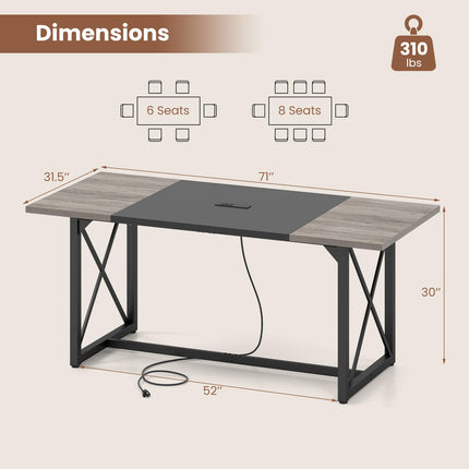 Dreamade 6FT Large Rectangle Conference Table with Power Outlets (1/2)