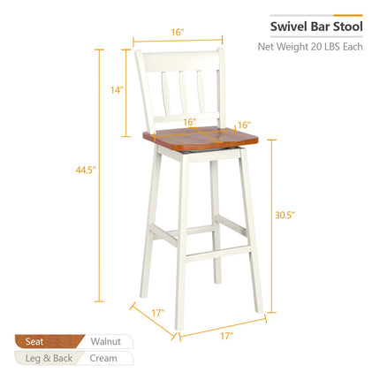 30.5 Inch Rubber Wood Bar Chairs - Dreamade