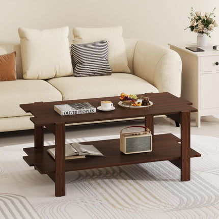 Dreamade 2-Tier Coffee Table with Storage Shelf