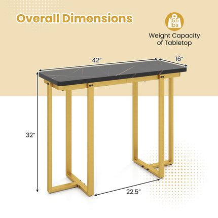 Dreamade Console Table 42" Modern Faux Marble Foyer Table with Geometric Metal Frame
