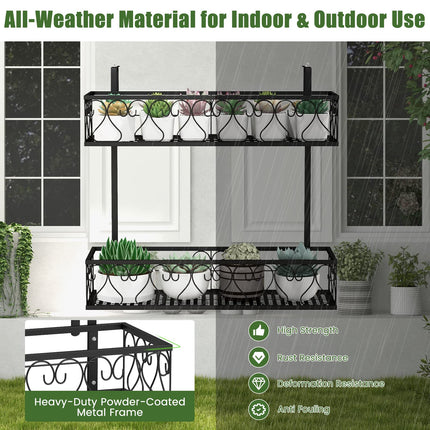 Dreamade Balcoy Flower Pot Stand Rack w/ Adjustable Hooks & 2 Planter Baskets
