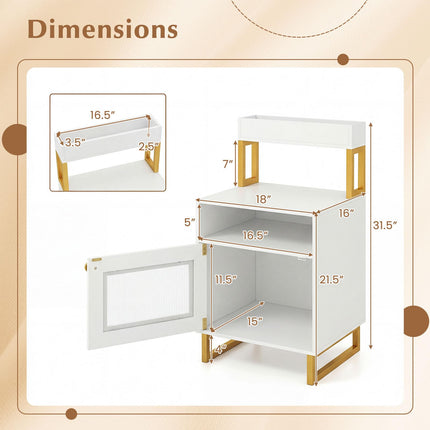 Dreamade Night Stand with LED Lights | Tall Sofa Side Couch End Table w/Top Tray (1/2)