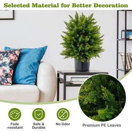 Dreamade 21.5" Artificial Tree, Set of 2 Faux Potted Plants Artificial Shrubs Bushes