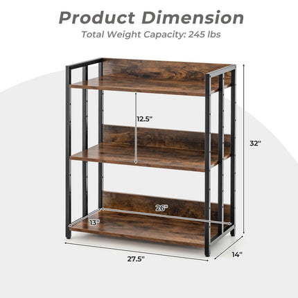 Dreamade 3-Tier Bookshelf, Industrial 32" Tall Small Book Shelf with Adjustable Shelves