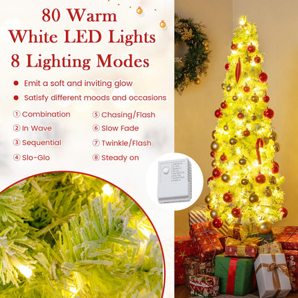 Dreamade 5FT / 6FT / 7FT Whimsical Christmas Tree | Bendable Grinchs Xmas Tree