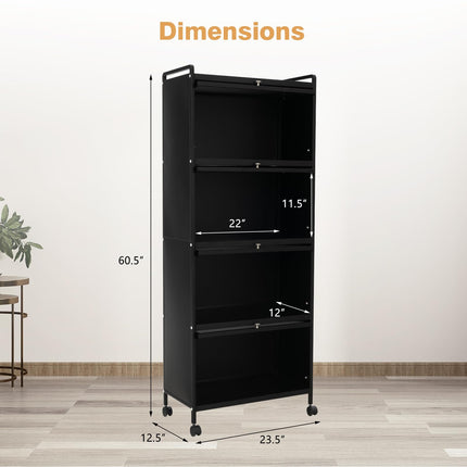 Dreamade 5-Tier Kitchen Storage Cabinet, Mobile Microwave Stand with Flip-up PC Doors
