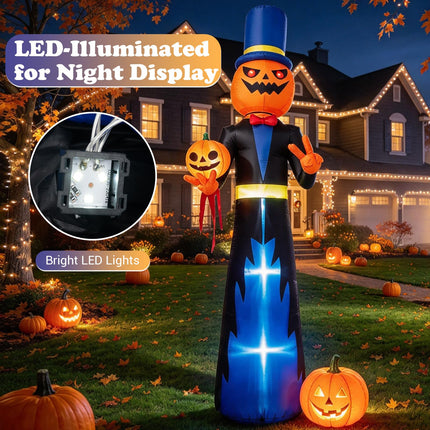 DREAMADE 10FT Halloween Inflatable Lighted Pumpkin Gentleman