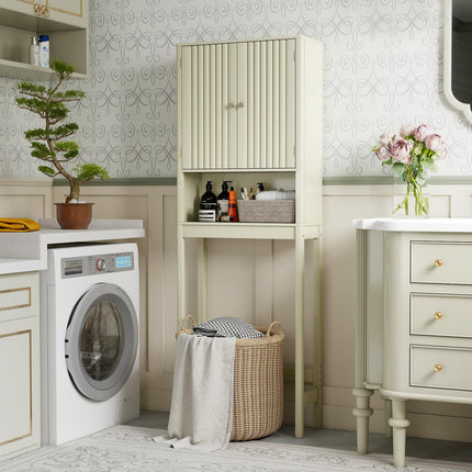 Dreamade Over The Toilet Storage Cabinet with Fluted Doors