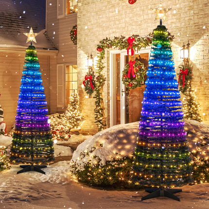 Dreamade 6 FT Pop Up Christmas Tree, Pre-Lit Collapsible Xmas Tree with 282 RGB LED Lights