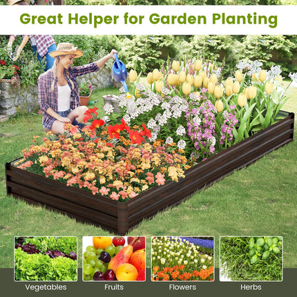 Dreamade 8x4x1ft Metal Raised Garden Bed, Planter Box with Protective Edges