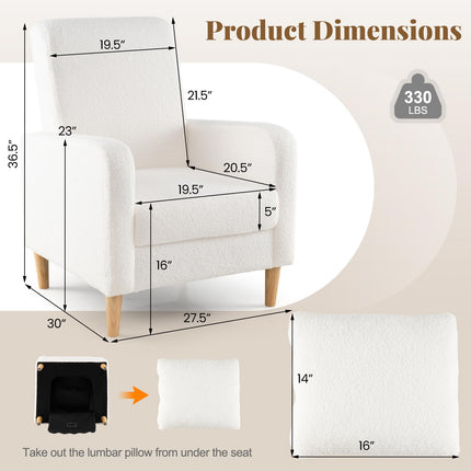 Dreamade Modern Accent Chair with Lumbar Pillow Teddy Fleece Cover