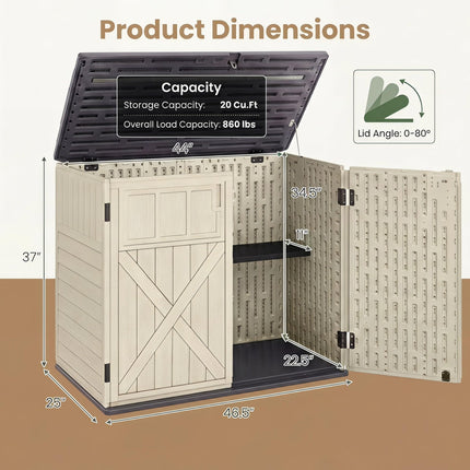 Dreamade 20 Cu.Ft Outdoor Storage Cabinet with Adjustable Shelf