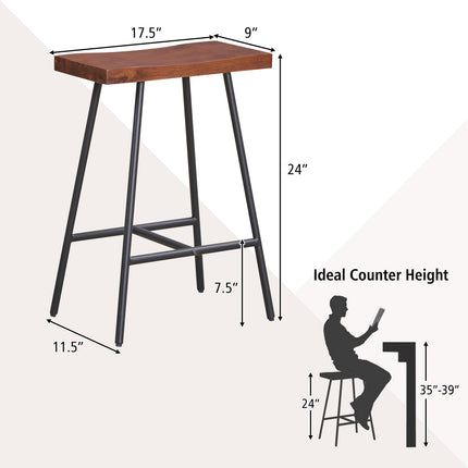 Dreamade 24" Bar Stools Set of 2, Counter Height Bar Stools with Footrests, Solid Metal Legs