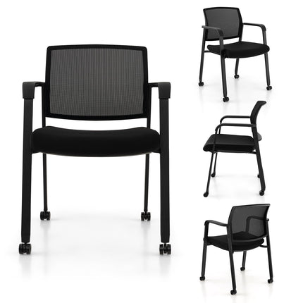 Dreamade Waiting Room Chair Set, Rolling Office Desk Chairs with PU Wheels (2 / 4 / 6 / 8 / 10 / 12 Pack Options)
