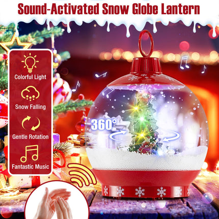 Dreamade 68 Inch Musical Christmas Street Lamp, Festive Lamp Post w/Sound-Activated Snow Globe Lantern