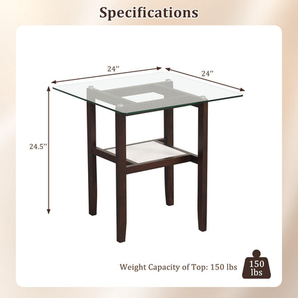 Dreamade Small Coffee Table 24" Glass End Table
