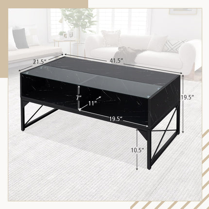 Dreamade LED Coffee Table, High Gloss Coffee Tables with 4 Storage Cubes
