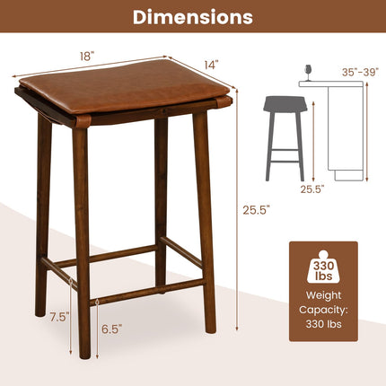 Dreamade Bar Stools Set of 4, Wooden Backless Barstools for Kitchen Island