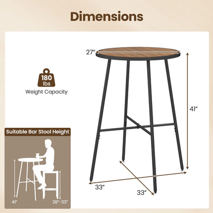 Dreamade 41-inches Patio Bar Table Acacia Wood Pub Table