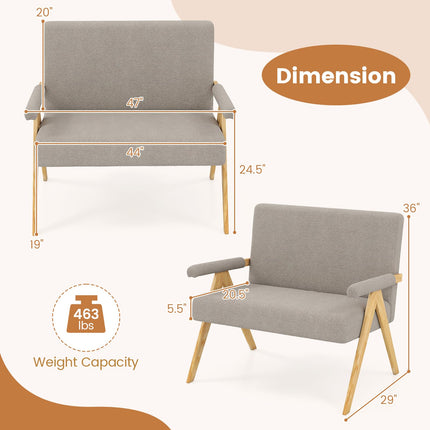 Dreamade Loveseat Sofa with Armrests and Wooden Legs