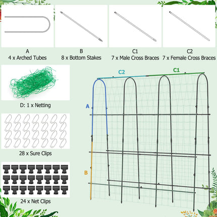 Dreamade Garden Arched Trellis for Climbing Plants, 71” x 71” U-Shaped Tall Cucumber Trellis for Raised Garden Bed
