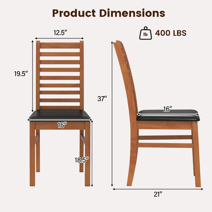 Dreamade Wooden Dining Chairs Set PU Leather Upholstered Kitchen Armless Chairs w/Rubber Wood Legs
