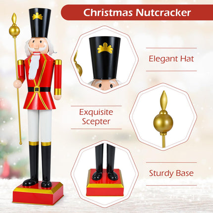 Dreamade 4' Christmas Nutcracker w/High Hat Beautiful Scepter Uniform & Boots