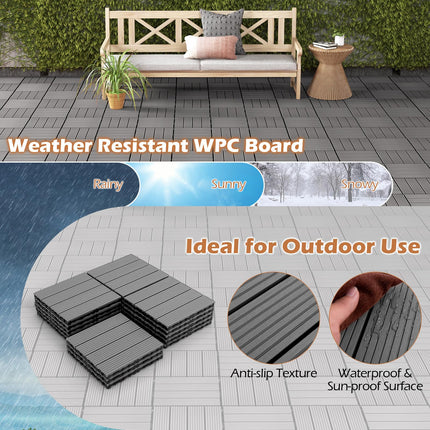 Dreamade Interlocking Deck Tiles 18/36 Pack - 12 x 12 in Composite Outdoor Flooring Covering All Weather Use