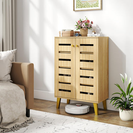 Dreamade Shoe Cabinet with Doors 4-Tier Freestanding Shoe Organizer Cabinet