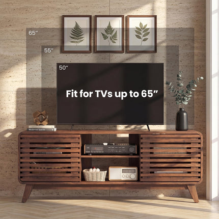 Dreamade 58" Mid Century Modern TV Stand for 65 inch TV with Grille Doors