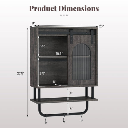 Dreamade Bathroom Wall Cabinet with Sliding Barn Door