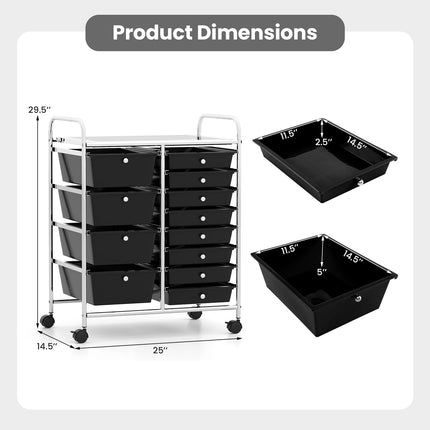 Dreamade 12 Drawer Rolling Cart with Drawers Storage Organizer Cart