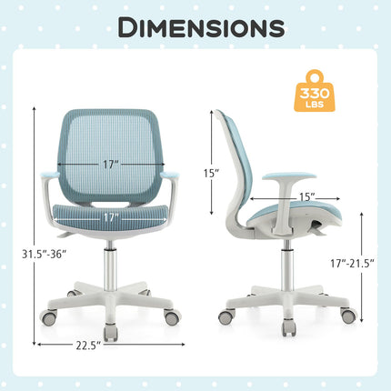 Dreamade Kids Desk Chair, Children Armrest Computer Chair with Sit-Lock Wheels