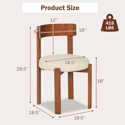 Dreamade Wooden Dining Chairs Set of 2/4 Teddy Fleece Upholstered Boucle Kitchen Chair w/Curved Backrest