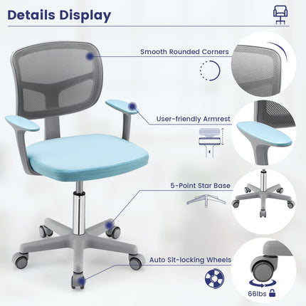Dreamade Adjustable Desk Chair with Auto Brake Casters for Kids