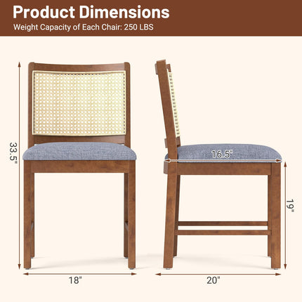 Dreamade Rattan Dining Chairs Set of 2/4, Modern Upholstered Kitchen Chairs w/Rubber Wood Frame