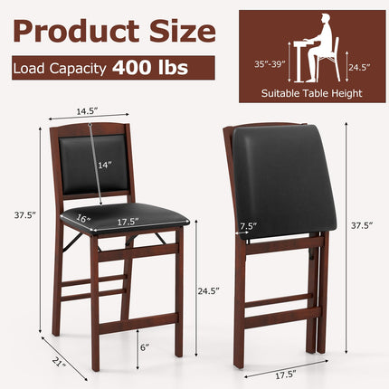 Dreamade Folding Counter Height Bar Stools Set of 2/4, 24.5" Farmhouse Barstools w/Padded Back & Seat