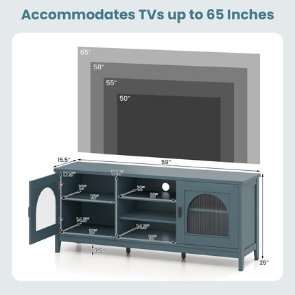 Dreamade Modern Vintage TV Cabinet with Adjustable Shelves and 2 Cable Holes for TVs up to 65 Inches