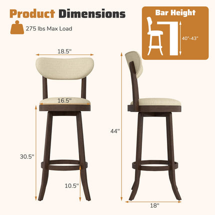 Dreamade 30.5" Swivel Bar Stools Set for Kitchen Island Dining Room Pub
