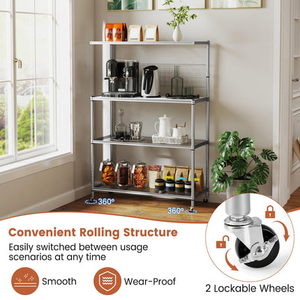 Dreamade 4-Tier Microwave Stand, Microwave Cart with Adjustable Shelves