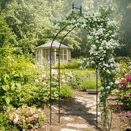 Dreamade Metal Garden Arbor Wedding Arch, 9.5 FT Wedding Arbor for Ceremony, Pergola Arbor for Climbing Plant Roses Vines