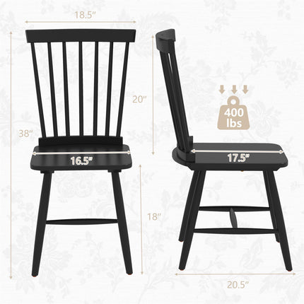 Dreamade Windsor Dining Chairs Set of 2/4 Black, w/Wide Seat & Spindle Back, Max Load 400 Lbs