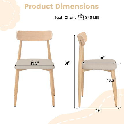 Dreamade Linen Fabric Upholstered Modern Dining Chair Set of 2/4 with Padded Seat and Curved Back